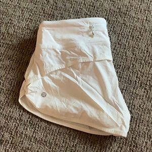 white lululemon speed up shorts